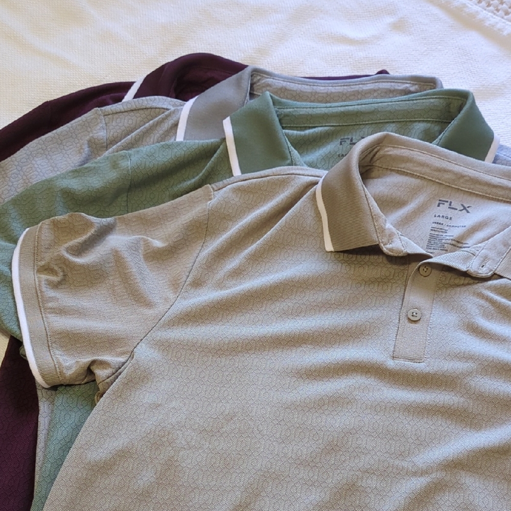 FLX Men's Polo Shirt - Gray, Green, and Burgundy
